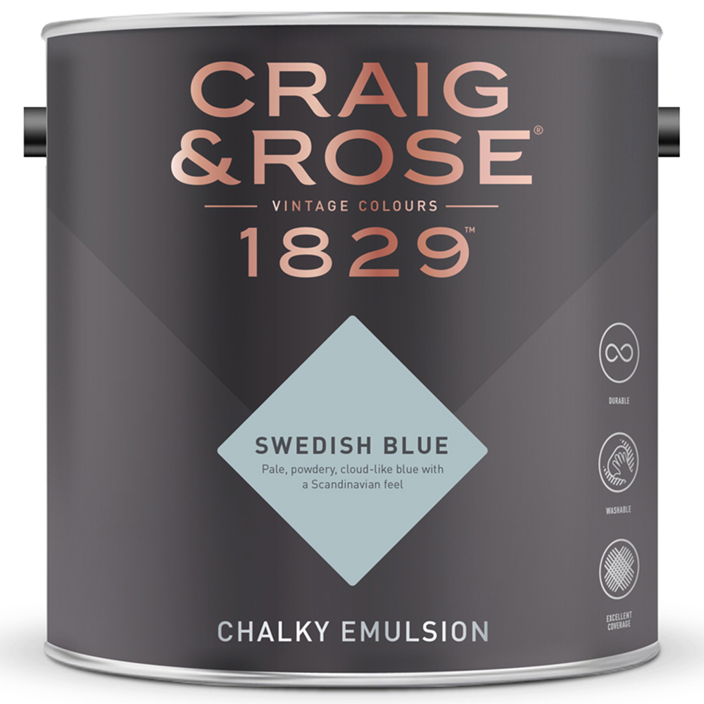 Craig & Rose Walls and Ceilings Swedish Blue Chalky Emulsion Paint 5L Image 2