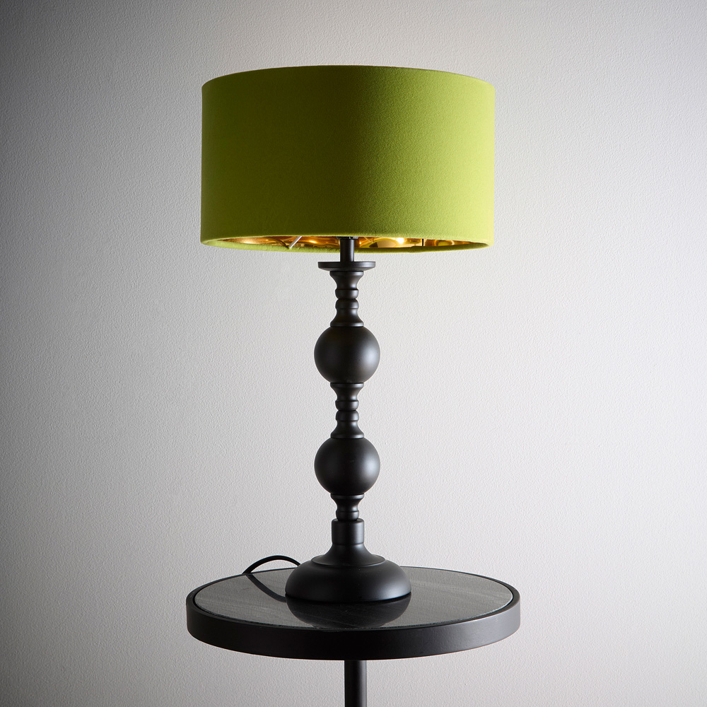 Kliving Churchgate Green Velvet Shade Black Metal Table Lamp Image 2