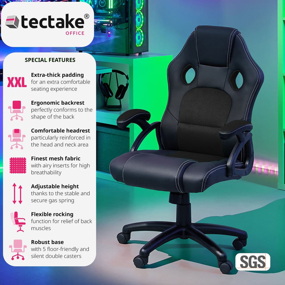 tectake Tyson Black Gaming Chair Image 3