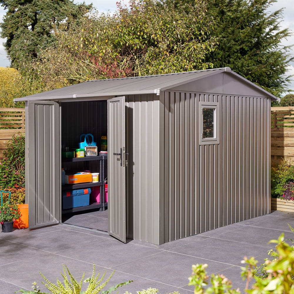 Rowlinson 10 x 10ft Grey Brentvale Premium Apex Metal Garden Shed Image 9