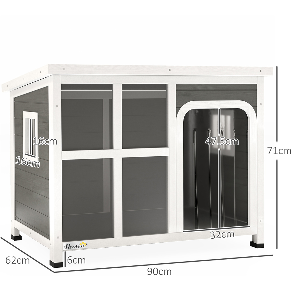 PawHut 90 x 62 x 71cm Outdoor Wooden Dog Kennel with Openable Top Image 9