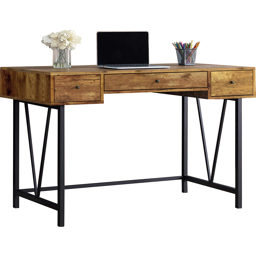 MDA Designs Belleterre 3 Drawer Black and Nutmeg Computer Desk Image 4