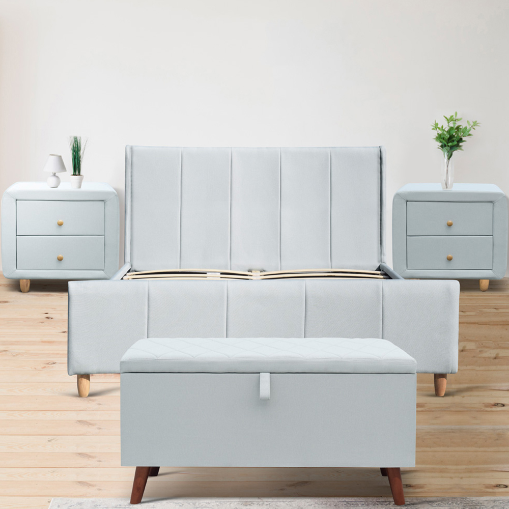 Brooklyn Blue Linen 3 Piece Bedroom Furniture Set Image 1