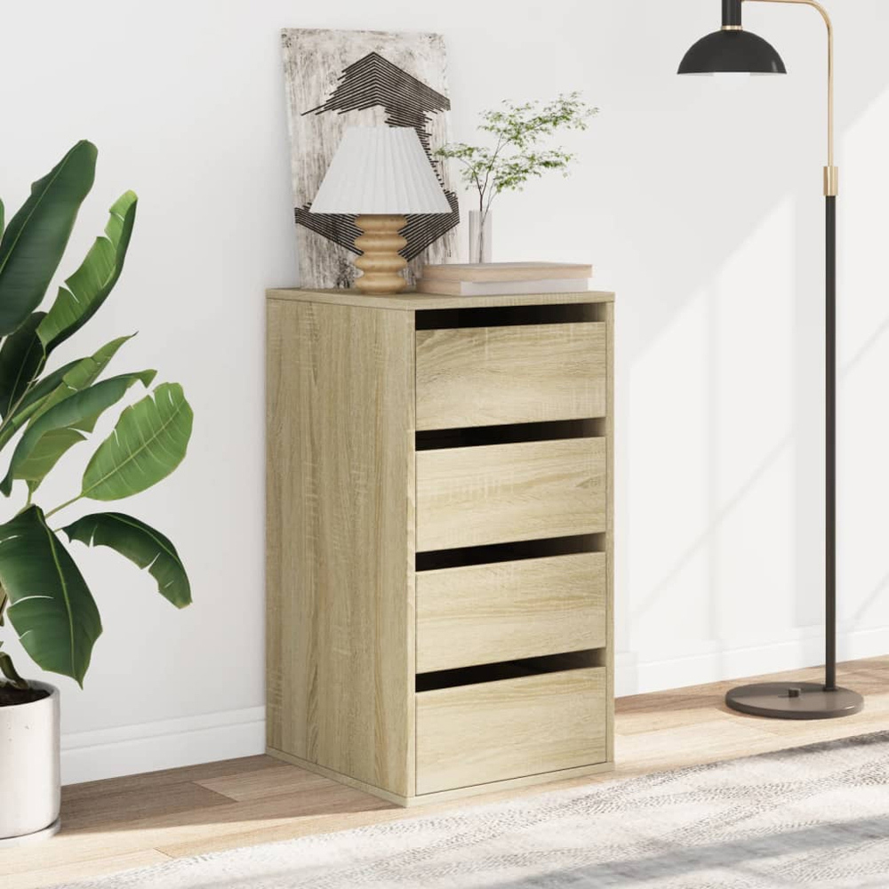 vidaXL 4 Drawer Sonoma Oak Wooden Chest of Drawers Image 8