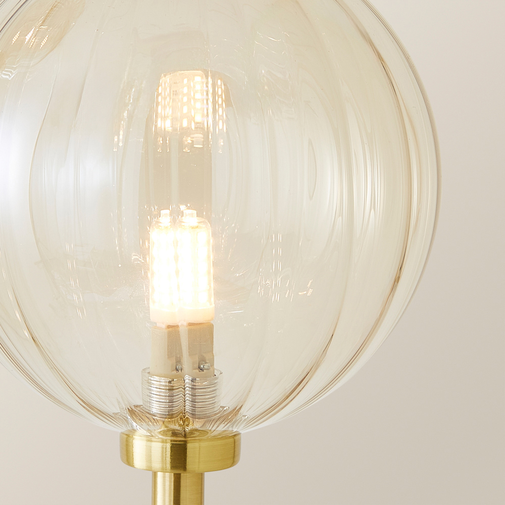 ValueLights Chessy 2 Way Ribbed Glass Gold Stem LED Floor Lamp Image 3