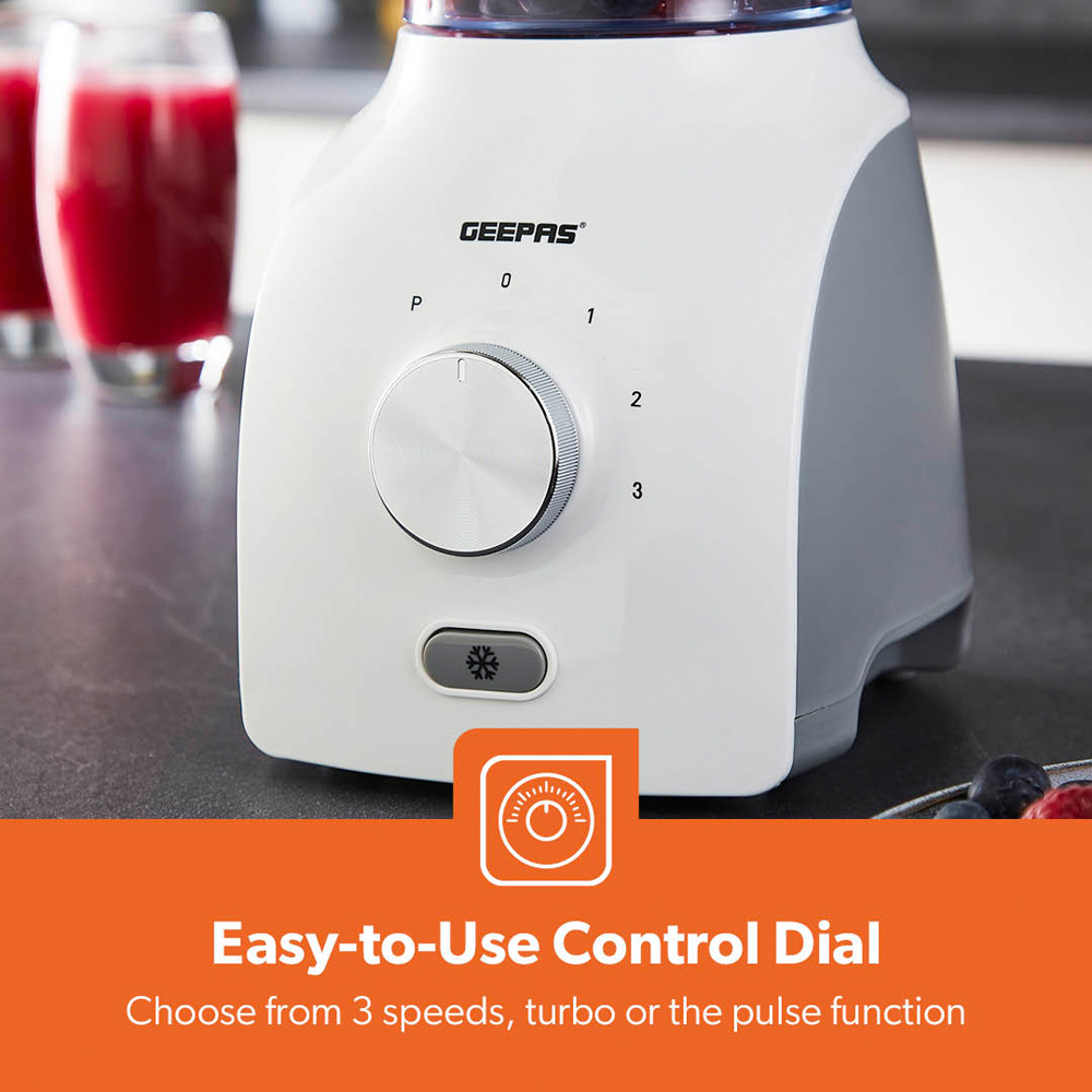 Geepas GSB44109UK-WT White 1.8L 2-in-1 Food Jug Blender and Coffee Spice Grinder 600W Image 3