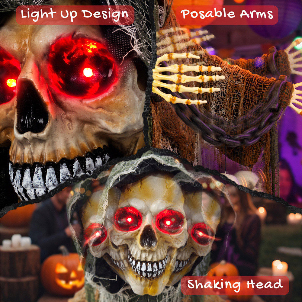 HOMCOM Light Up Animated Chained Grim Reaper Halloween Decoration 5.5ft Image 6