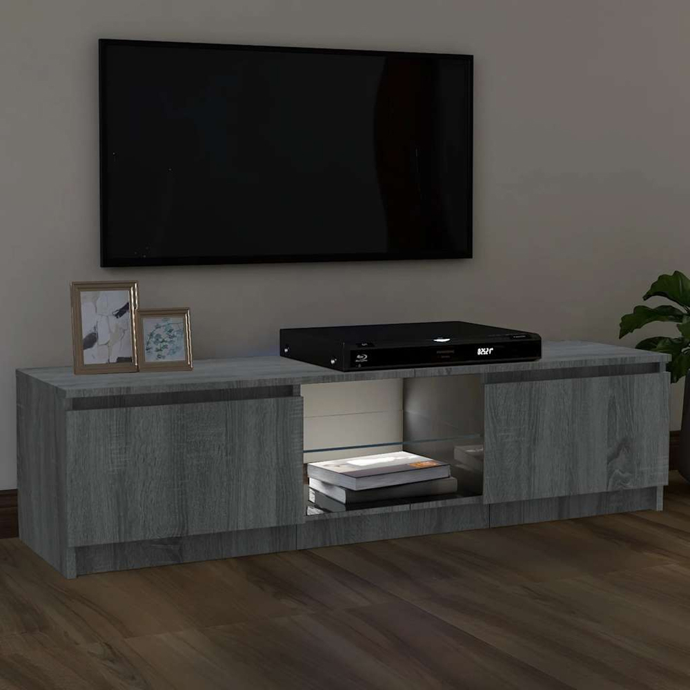 vidaXL 2 Door 2 Shelf Grey Sonoma TV Cabinet with LED Lights Image 9