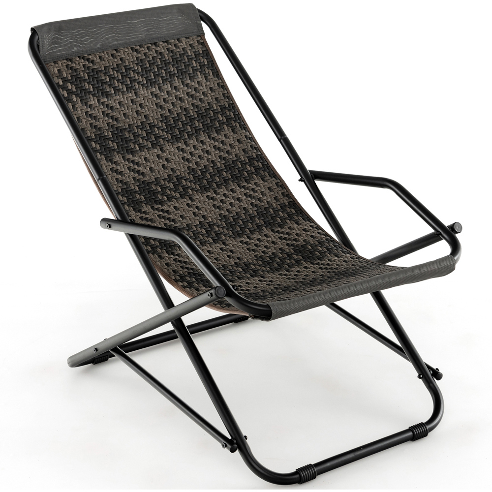 Costway Grey Outdoor Sling Chair with Armrests Image 2