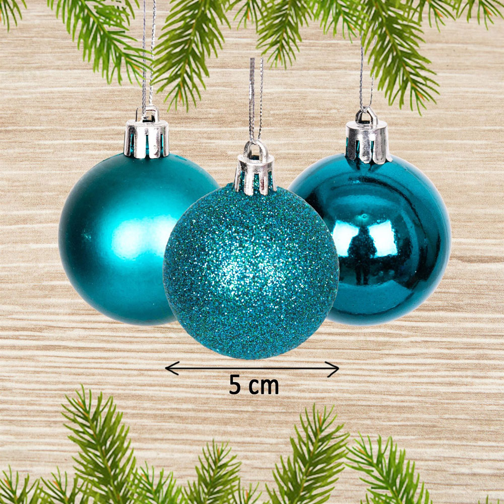 Shatchi 5cm Teal Blue Luxury Bauble 9 Pack Image 4
