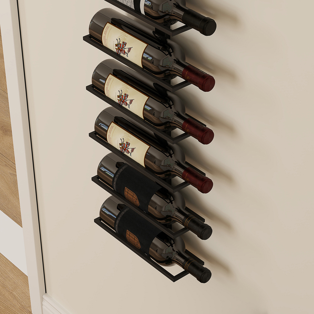 HOMCOM 10 Bottle Black Wall Mount Wine Rack Image 4
