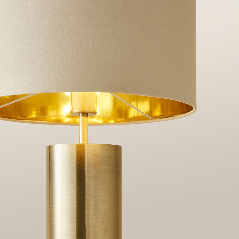 ValueLights Lexy Reni Beige and Antique Brass Shade Touch LED Table Lamp Image 3