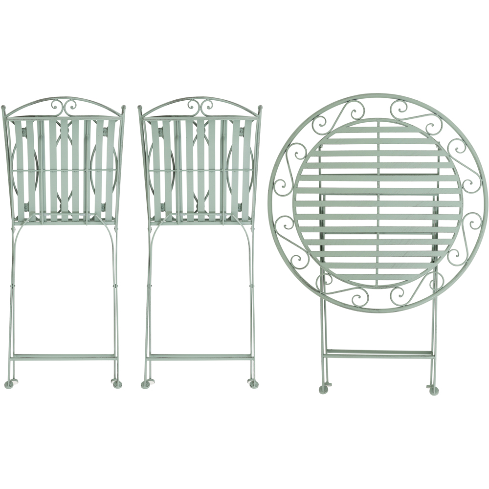 Charles Bentley 2 Seater Heritage Green Decorative Rustic Metal Garden Bistro Set Image 6