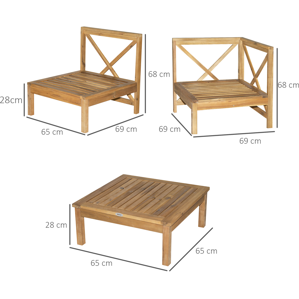 Outsunny 4 Seater Cream White Acacia Wood Garden Sofa Set Image 8