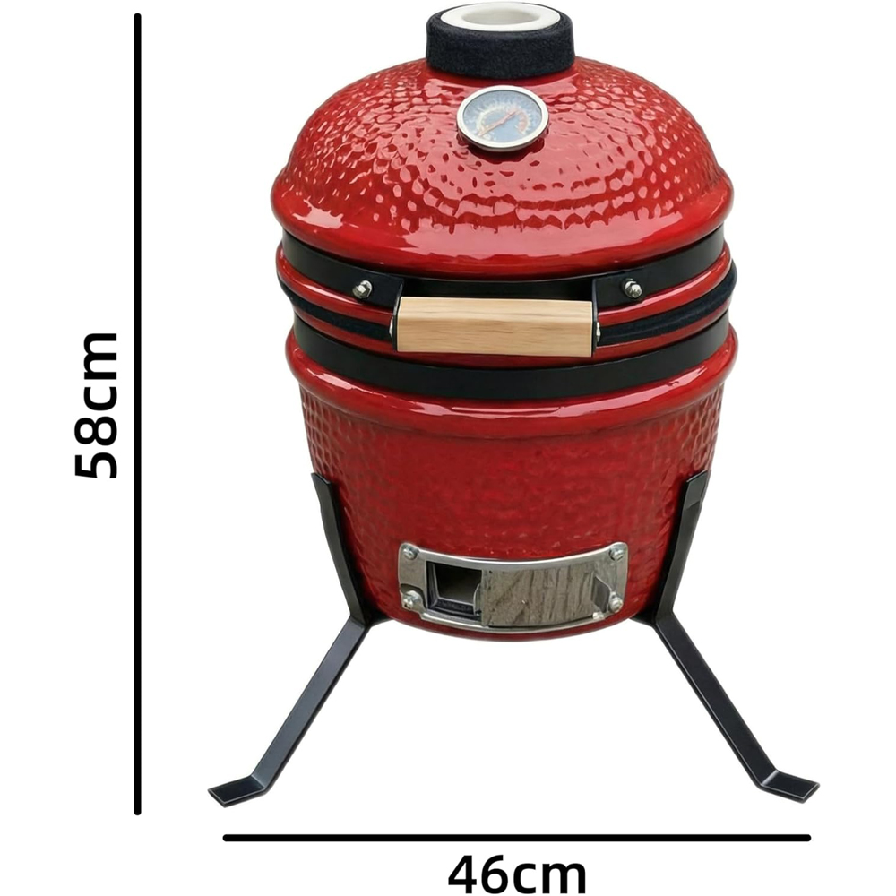 Alivio Kamado Red Portable Ceramic 13 inch Mini BBQ Grill Smoker Egg with Stand Image 8