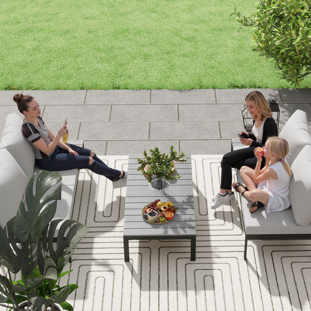 Outsunny 4 Seater Grey Garden Corner Sofa Set Image 4