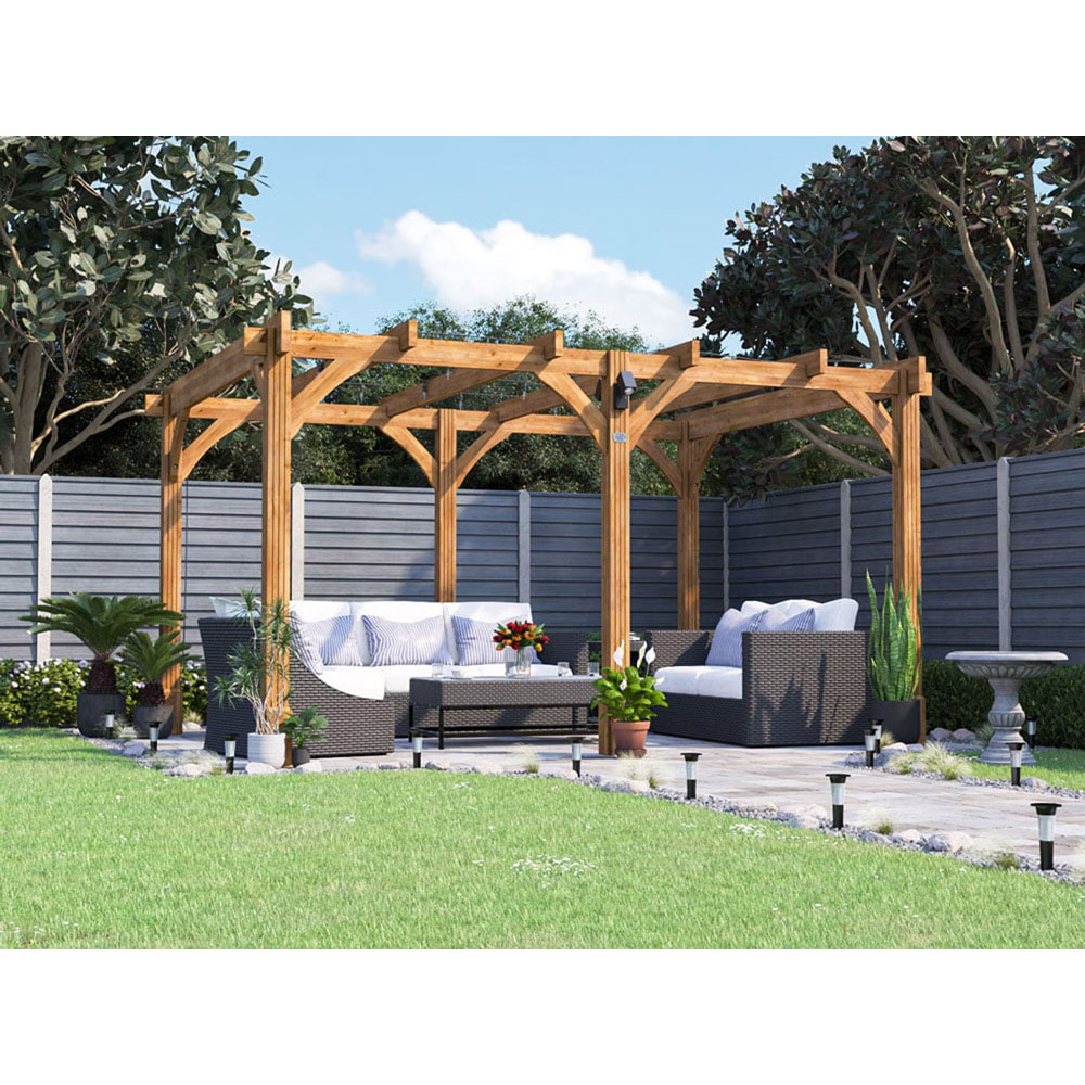 Dunster House Leviathan 4 x 3m Brown Wooden Pergola Plant Frame Image 3