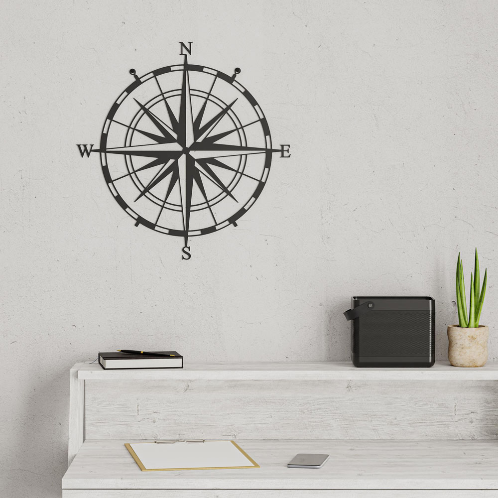 Decortie Black Compass Theme Metal Wall Art Image 4