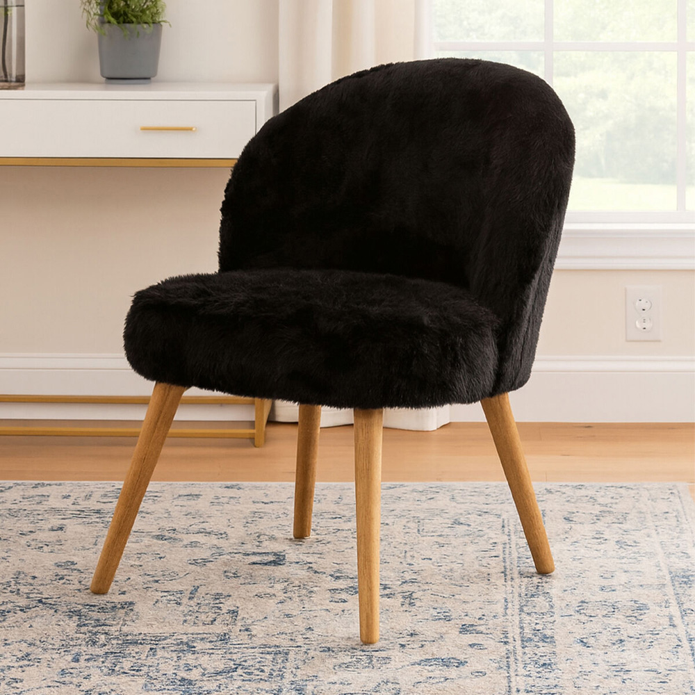 Premier Housewares Cabaret Black Fur Effect Chair Image 6