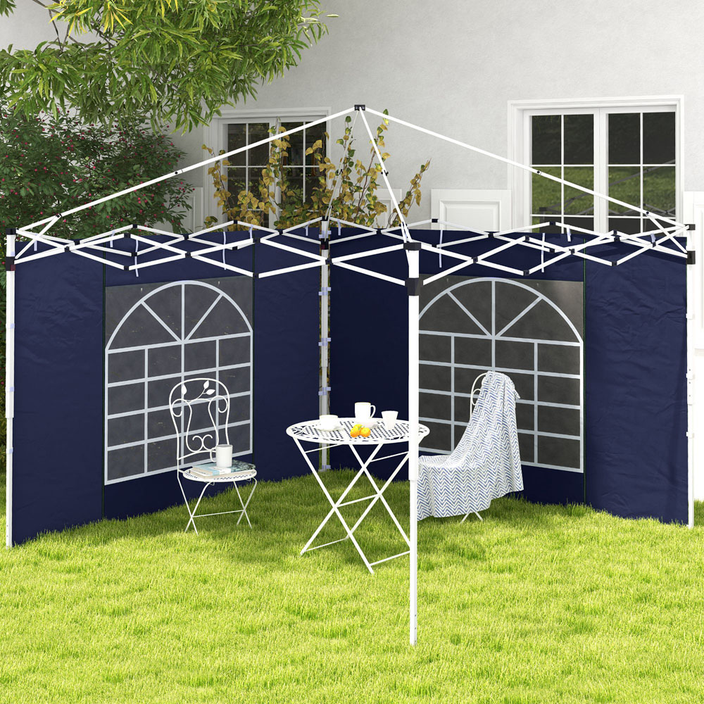 Outsunny Blue Pop Up Gazebo Side Panel Replacement 2 Pack Image 1