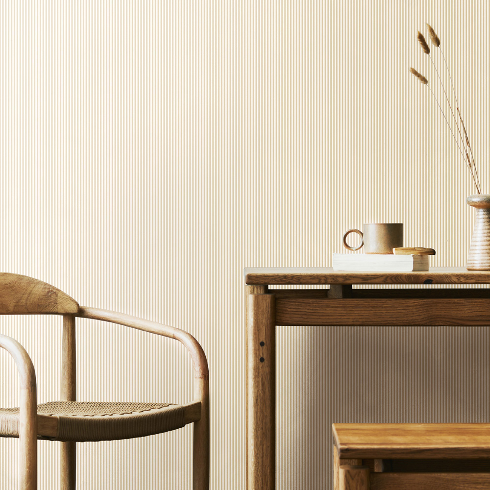 Hoopla Walls Elegance Tiny Stripe Oat Wallpaper Image 2