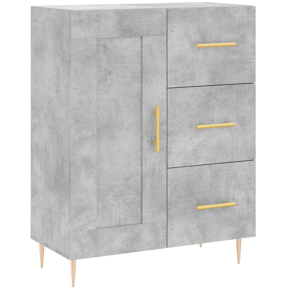 vidaXL Single Door 3 Drawer 3 Shelf Concrete Grey Highboard Image 7