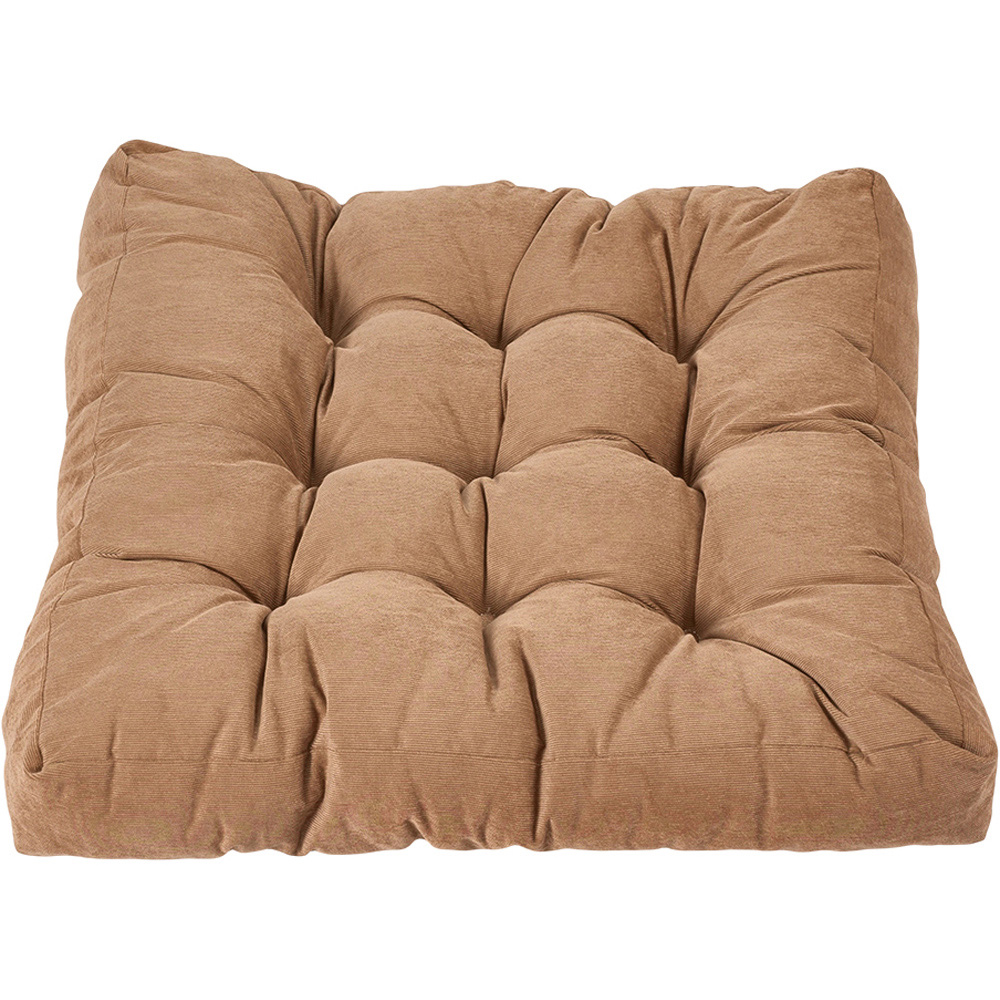 Living and Home Light Coffee Soft Corduroy Chair Cushion 55 x 55cm Image 1