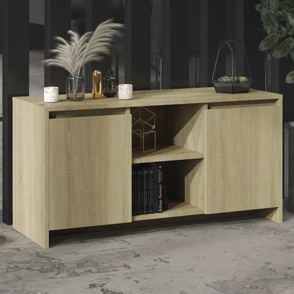 vidaXL 2 Door 2 Shelf Sonoma Oak TV Cabinet Image 1