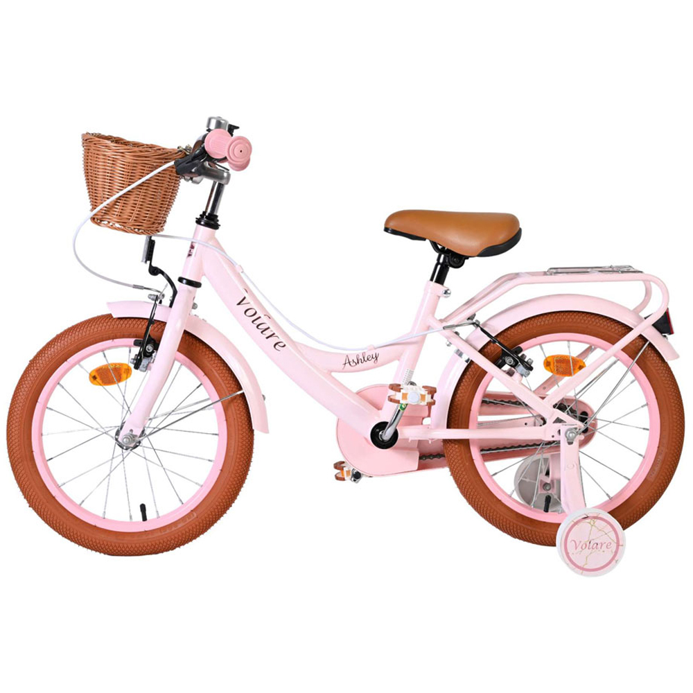Volare Ashley Kids 16 inch Blue Pastel Bike with Stabilisers Rack and Basket Image 5