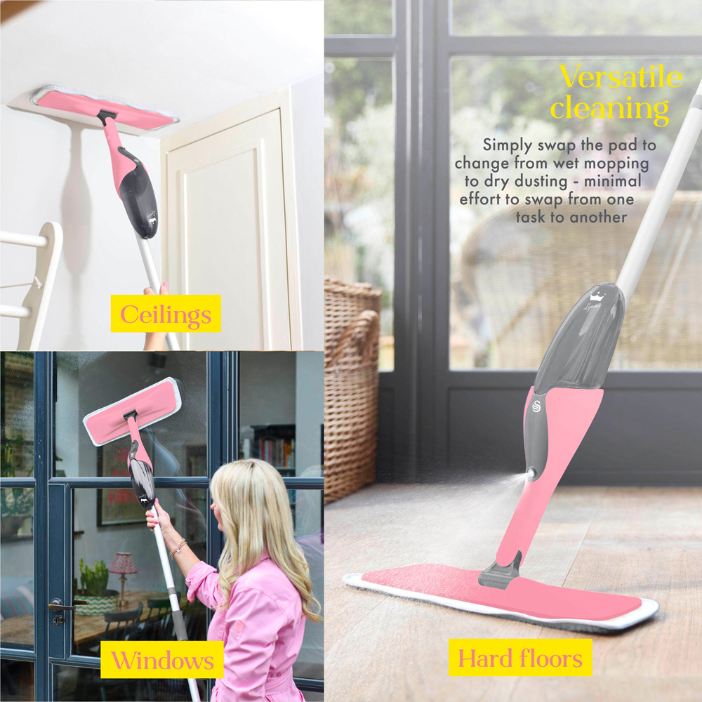 Swan Lynsey 2-in-1 Pink Microfibre Spray Mop Image 8
