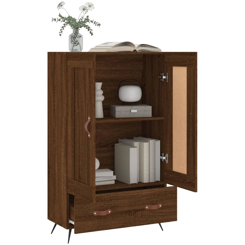 vidaXL 2 Door Single Drawer Brown Oak Highboard Image 4