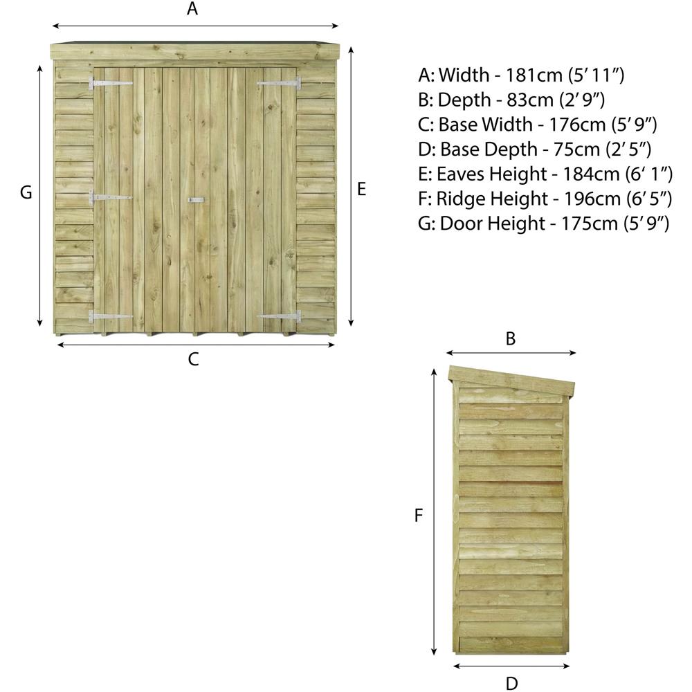 Mercia 6 x 3ft Double Door Overlap Pent Tool Storage Shed Image 8