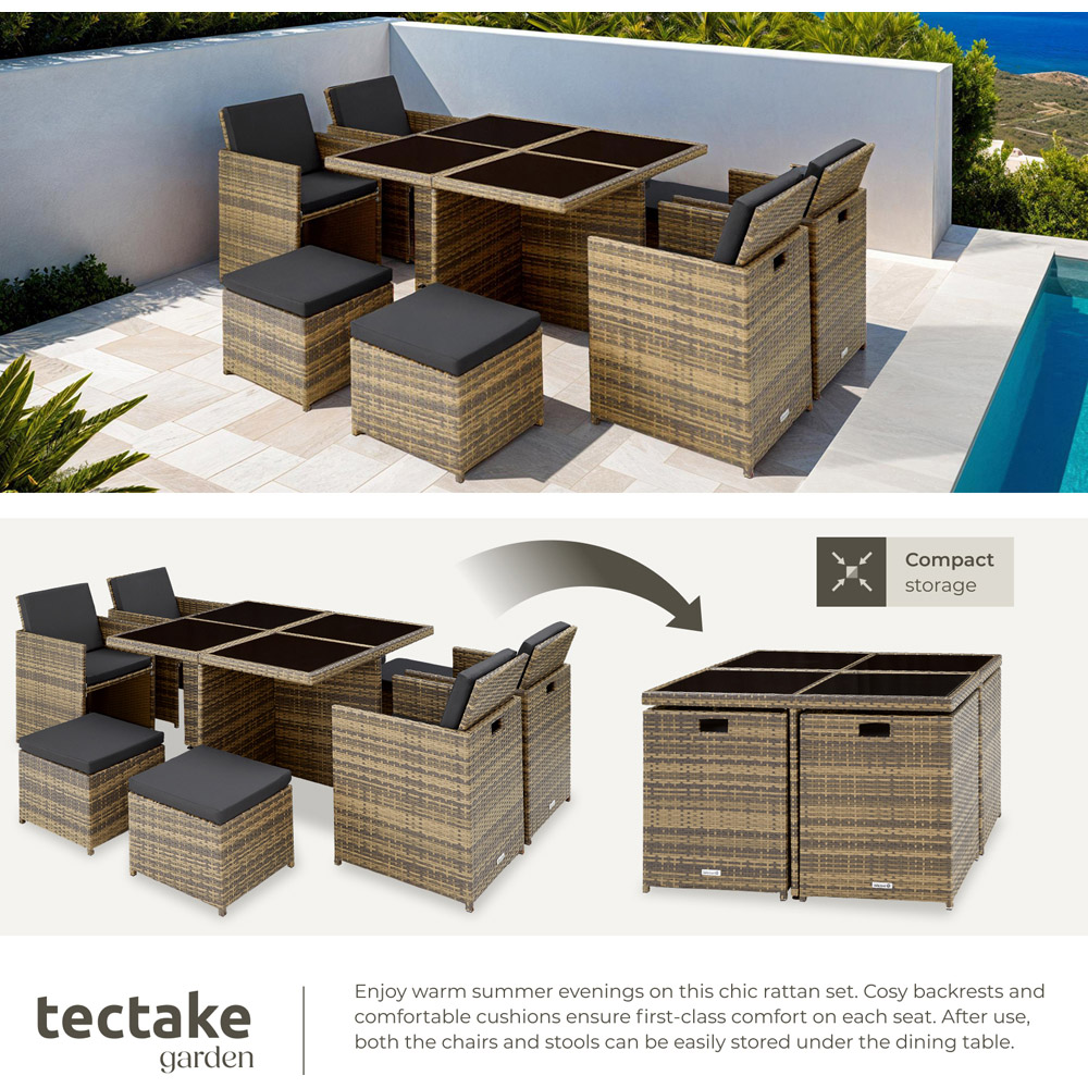 tectake Manhattan 8 Seater Rattan Garden Dining Set Natural Image 4