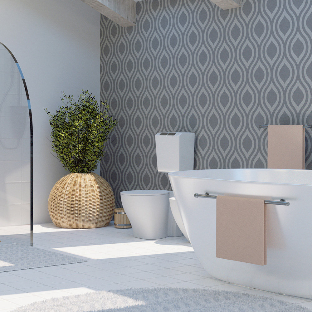 Arthouse Luxe Ogee Gunmetal Silver Wallpaper Image 4