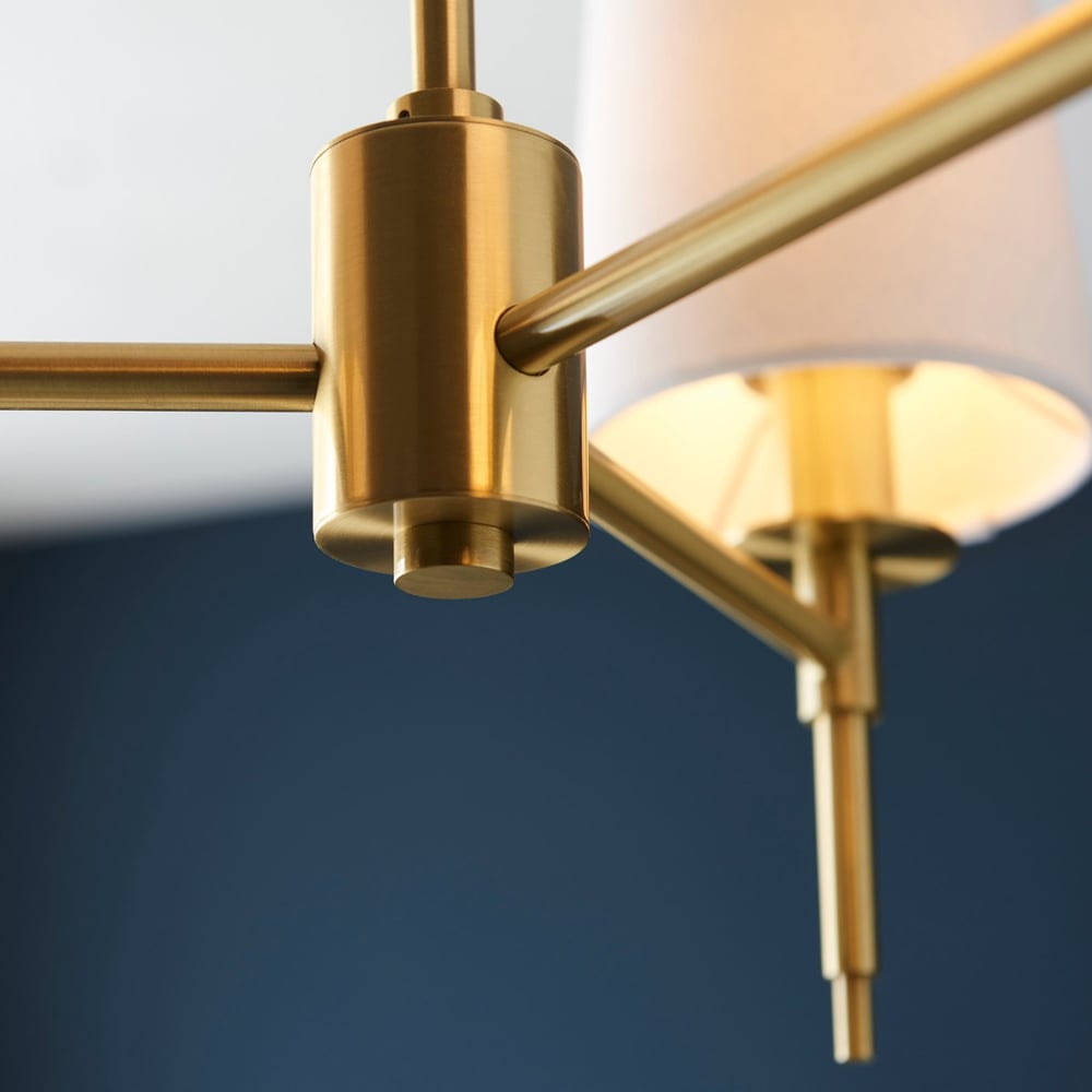 Merano Florence Multi Arm White and Satin Brass 3 Light Pendant Ceiling Lamp Image 5