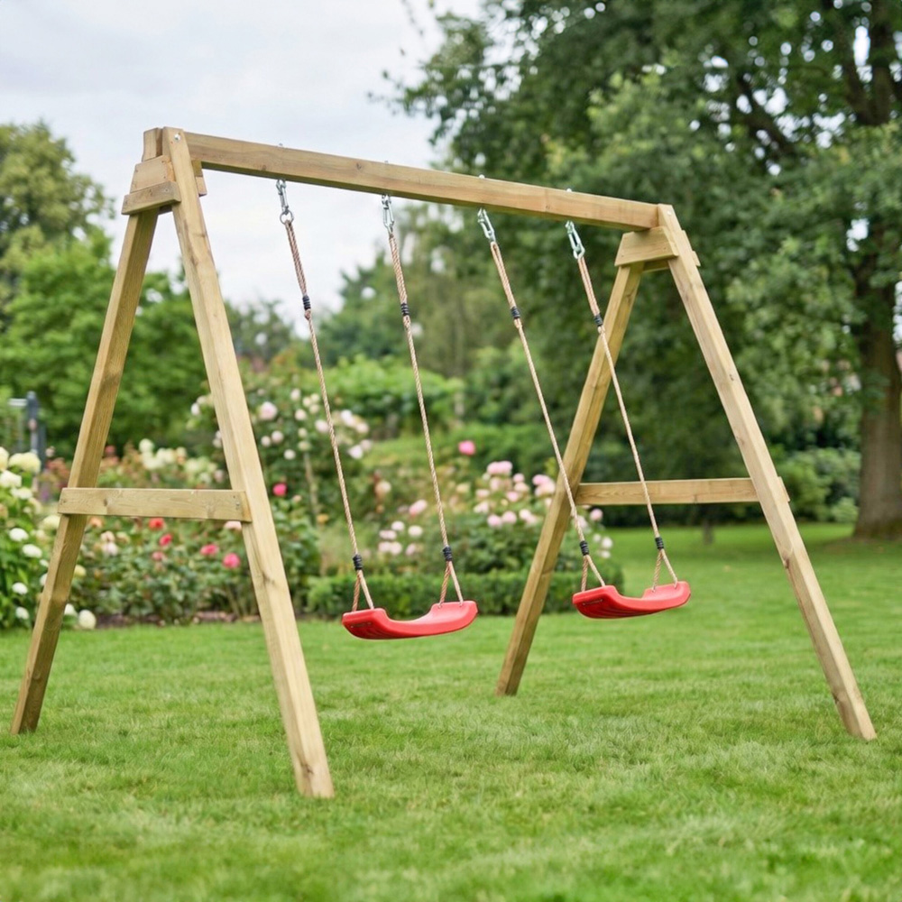 Shire Wooden Frame Double Swing Set Image 1