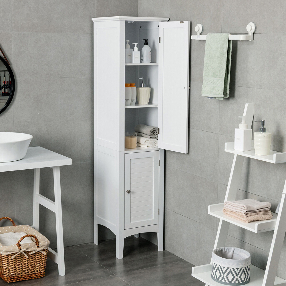 Costway 2 Door White Freestanding Bathroom Cabinet Image 3