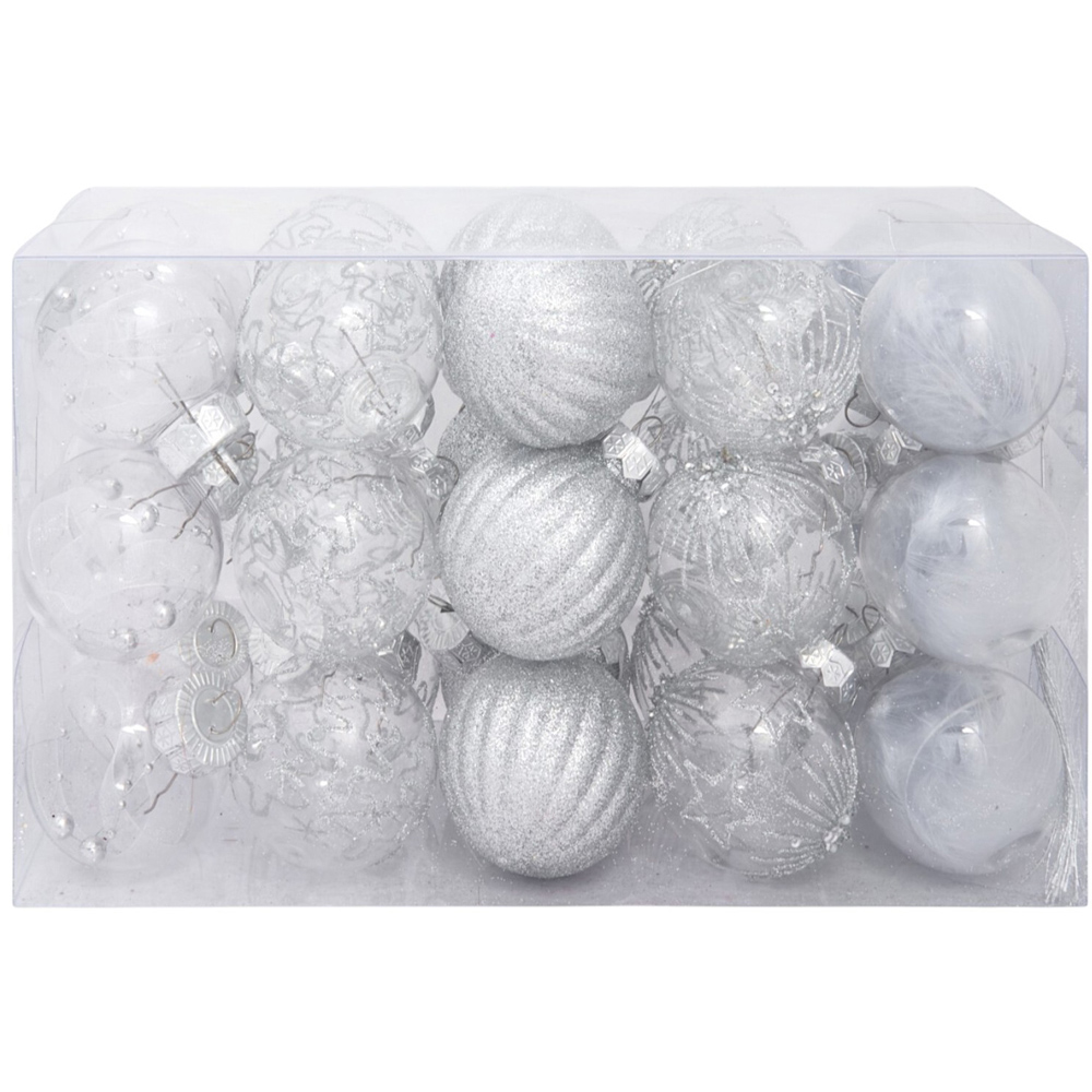 Pack of 30 Silver Baubles Image 10