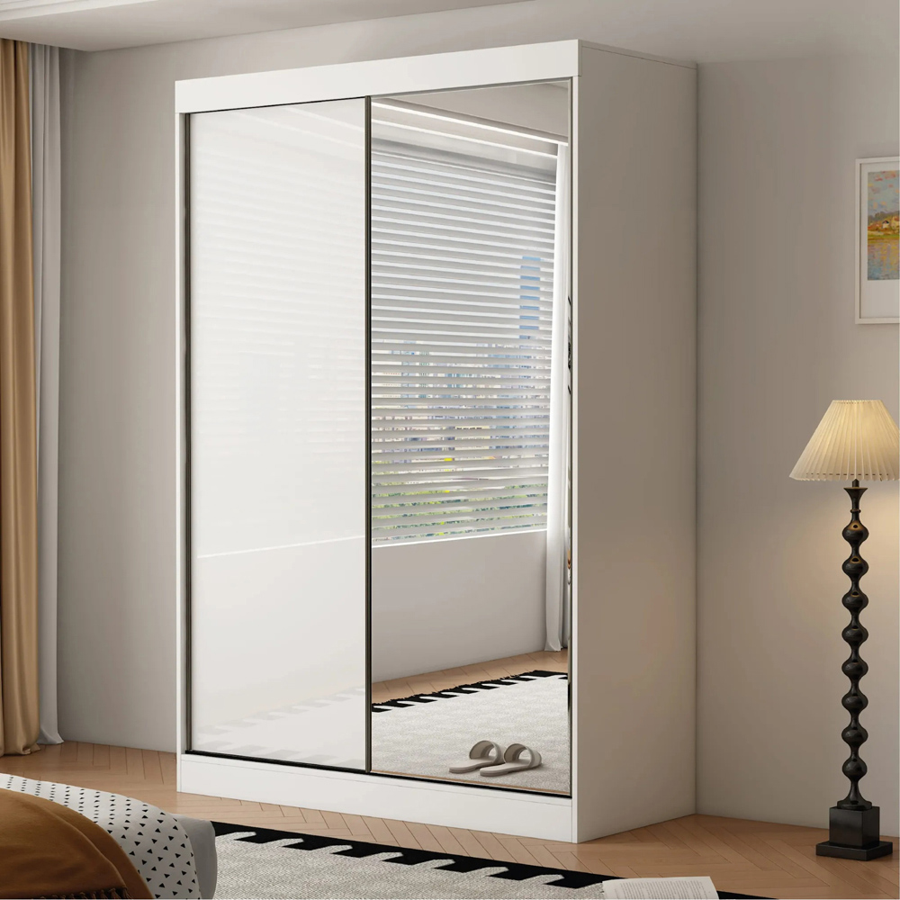 ARTESA Pacific 2 Door Gloss White Mirrored Sliding Wardrobe Image 1