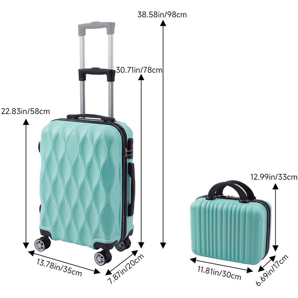 H&O Direct 2 Piece Turquoise ABS Hard Shell Suitcase Set with Spinner Wheels Image 6