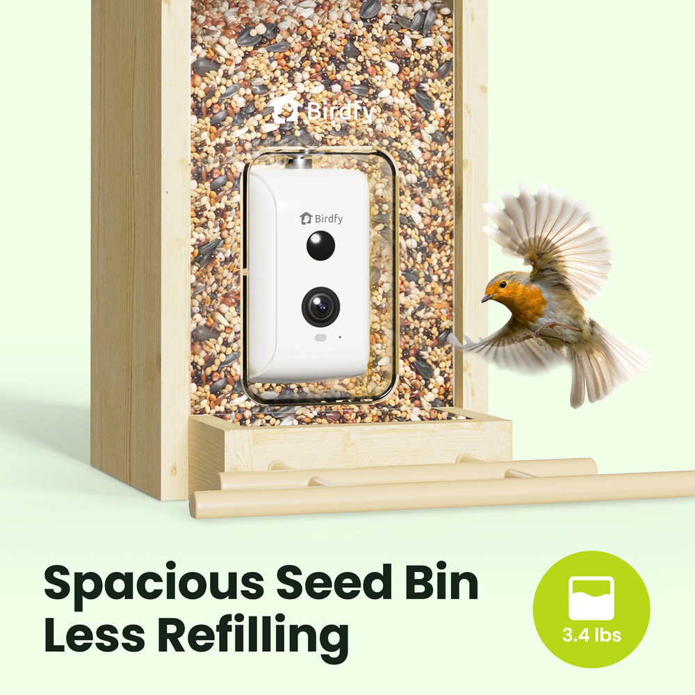 Birdfy Ebony Lite Wi-Fi Smart Solar Bird Feeder with 1080p FHD AI Camera Image 8