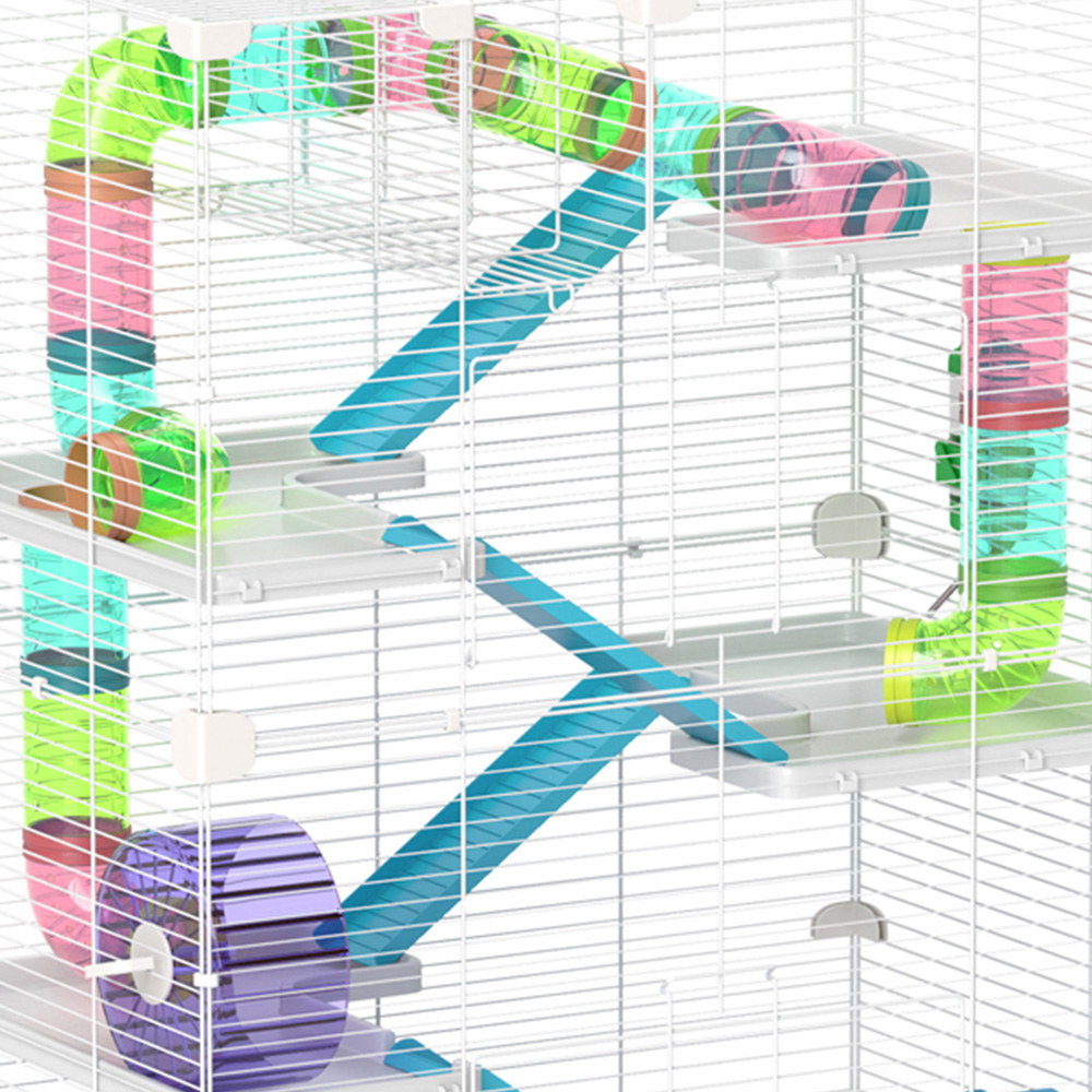 PawHut Light Blue 6 Tier Hamster Cage with Twin Tower and Accessories Image 3