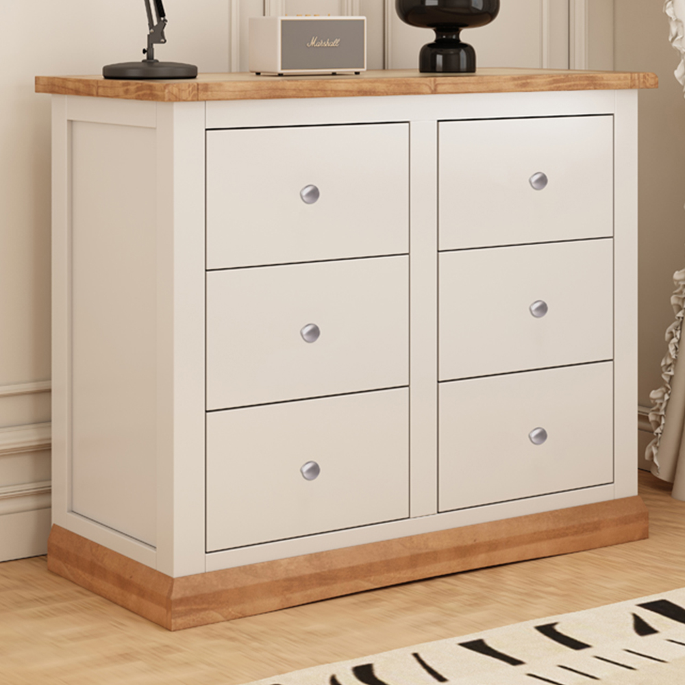 Cabinet Bits Trevi 6 Drawer White Chrome Knob Chest of Drawers Image 1