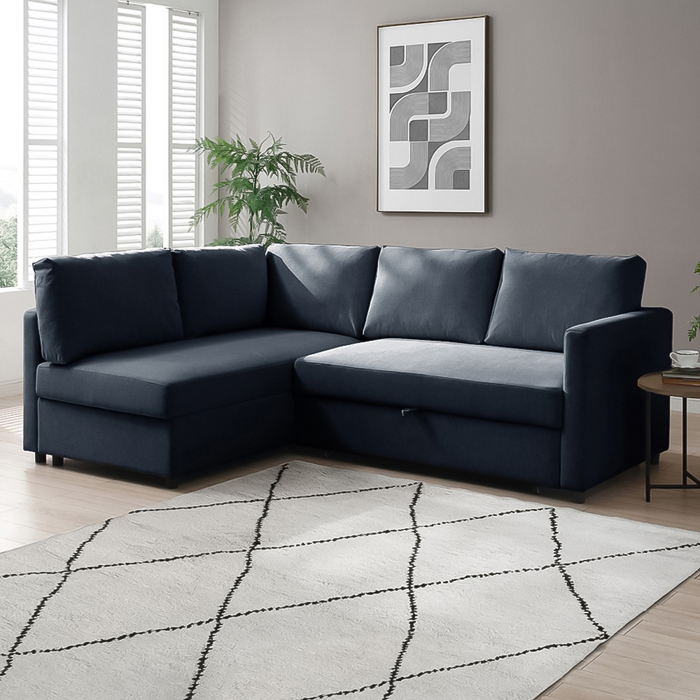 Clare 4 Seater Navy Corner Sofa Bed Image 1