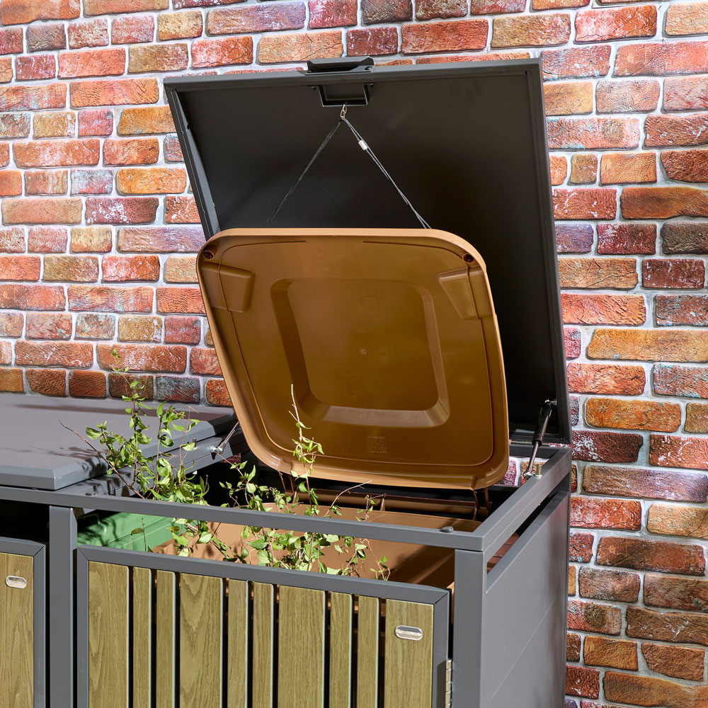 Rowlinson Wimbledon Oak 3 Wheelie Bin Store Image 4