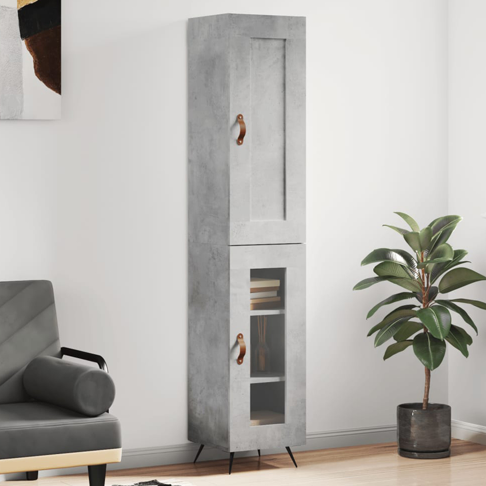 vidaXL 2 Door Concrete Grey Highboard Image 1