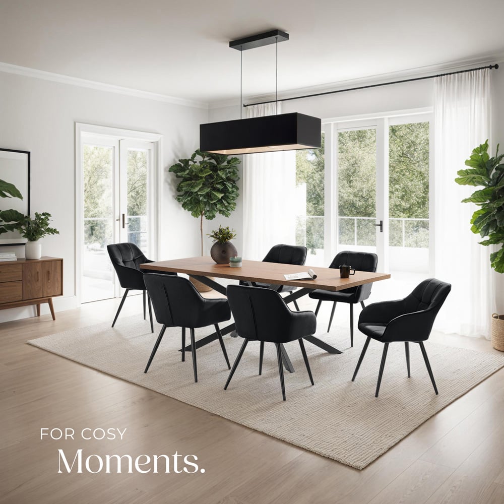 tectake Marilyn Set of 4 Black Quilted Velvet Dining Chair Image 8