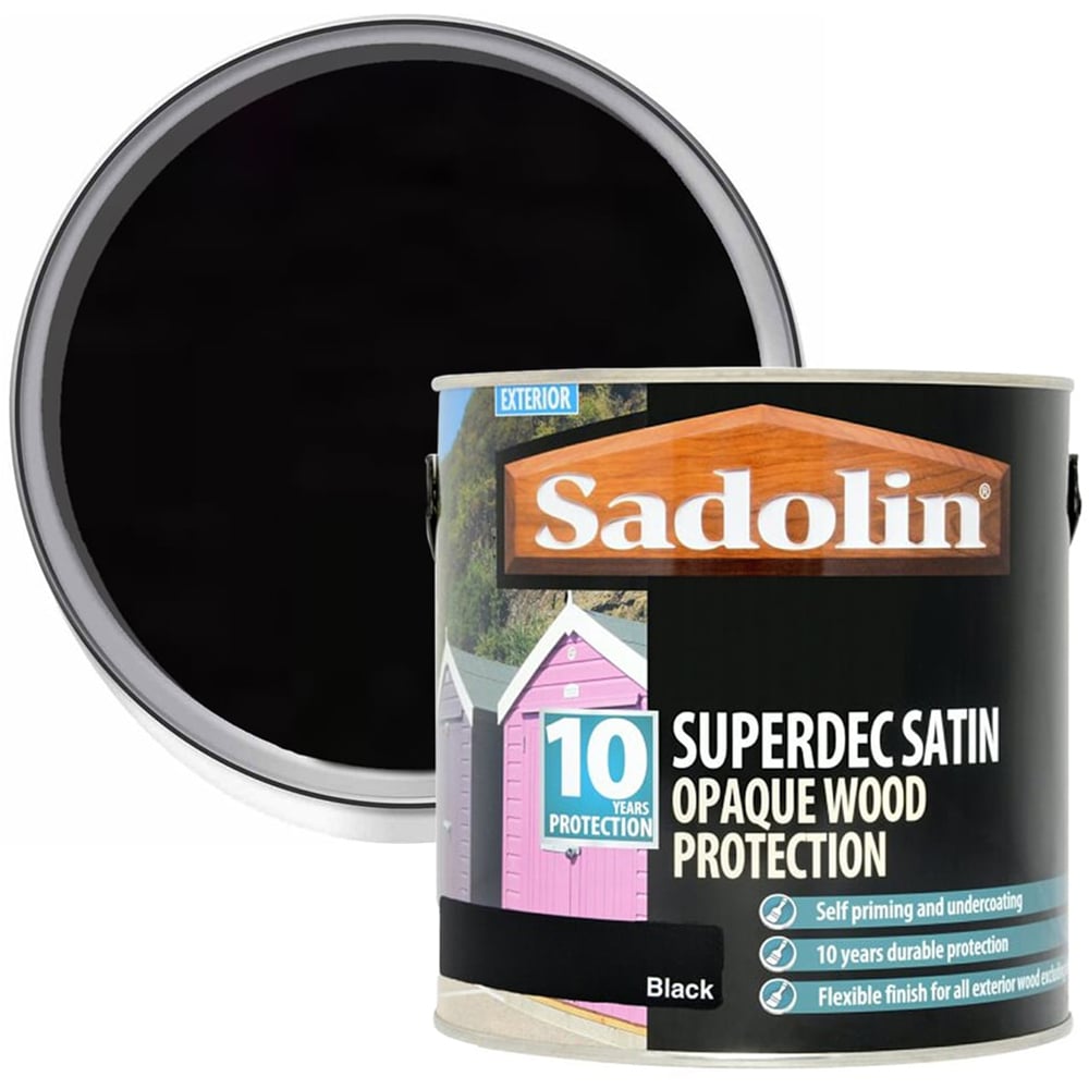 Sadolin Superdec 10 Year Black Satin Finish Exterior Woodstain 2.5L Image 1