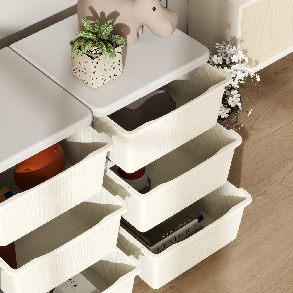 HOMCOM 9 Drawer Cream Kids Chest of Drawers Image 4