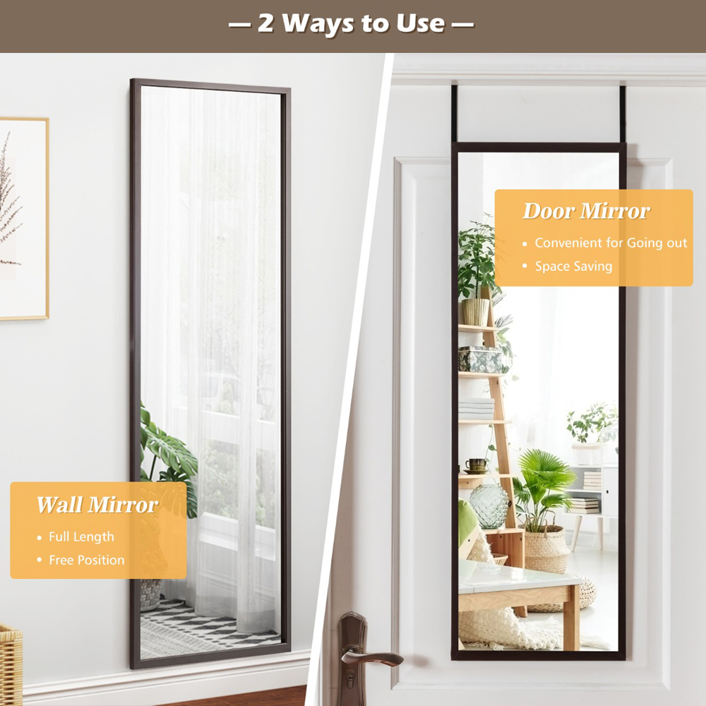 Costway Brown Full Length Wall Mirror 180 x 36cm Image 7